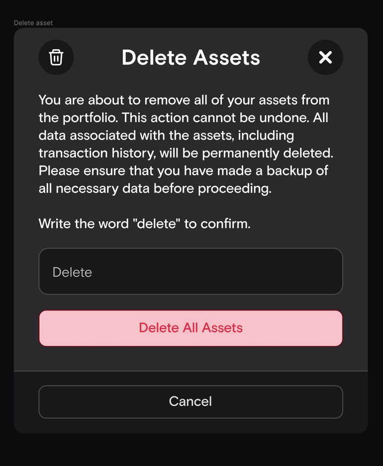 Режим редактирования активов